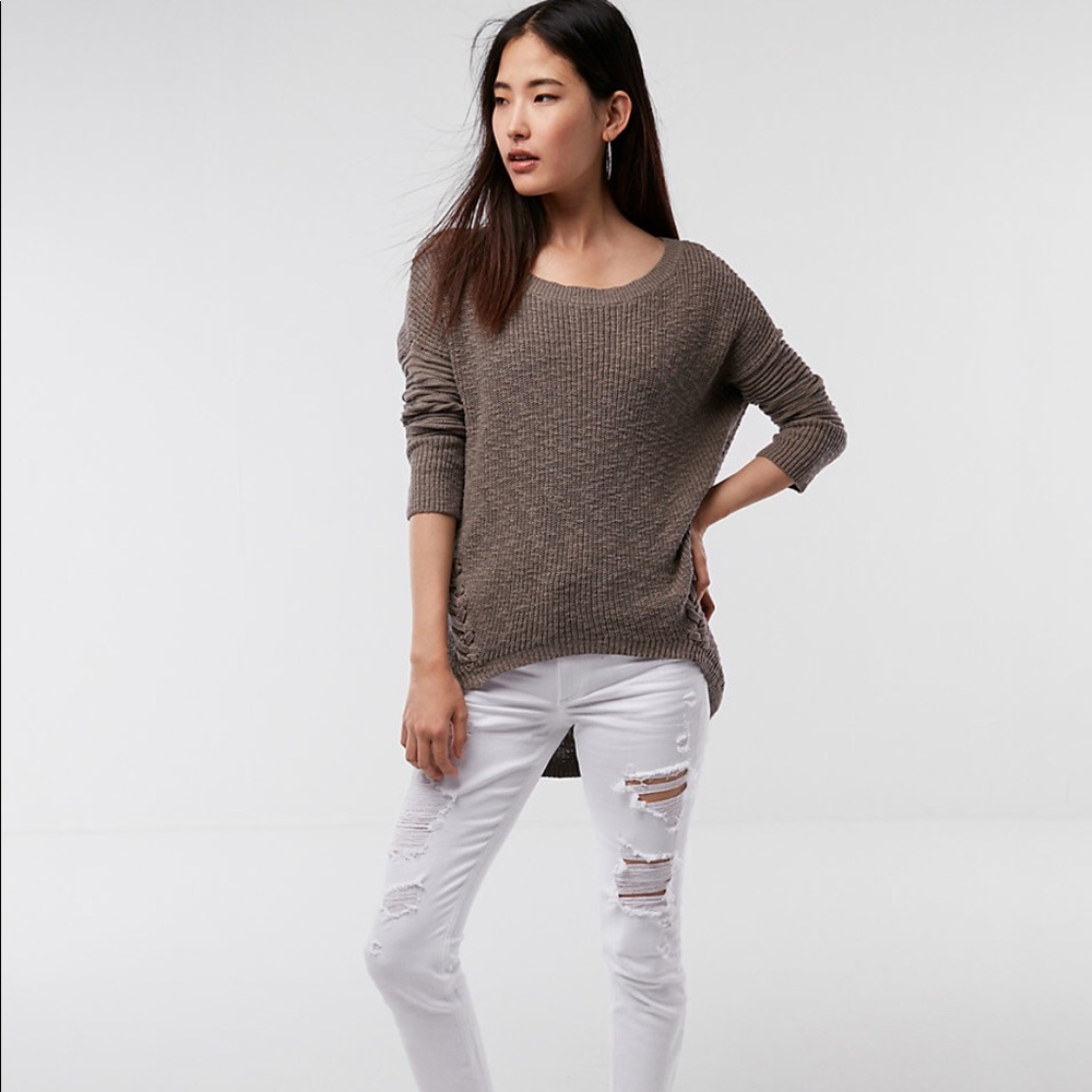 Express Side Lace-Up Tunic Sweater